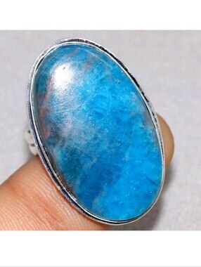 Blue Apatite Gemstone Jewelry 925 Sterling Silver Handmade Ring